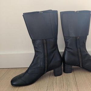 Chloe black leather mid calf boot